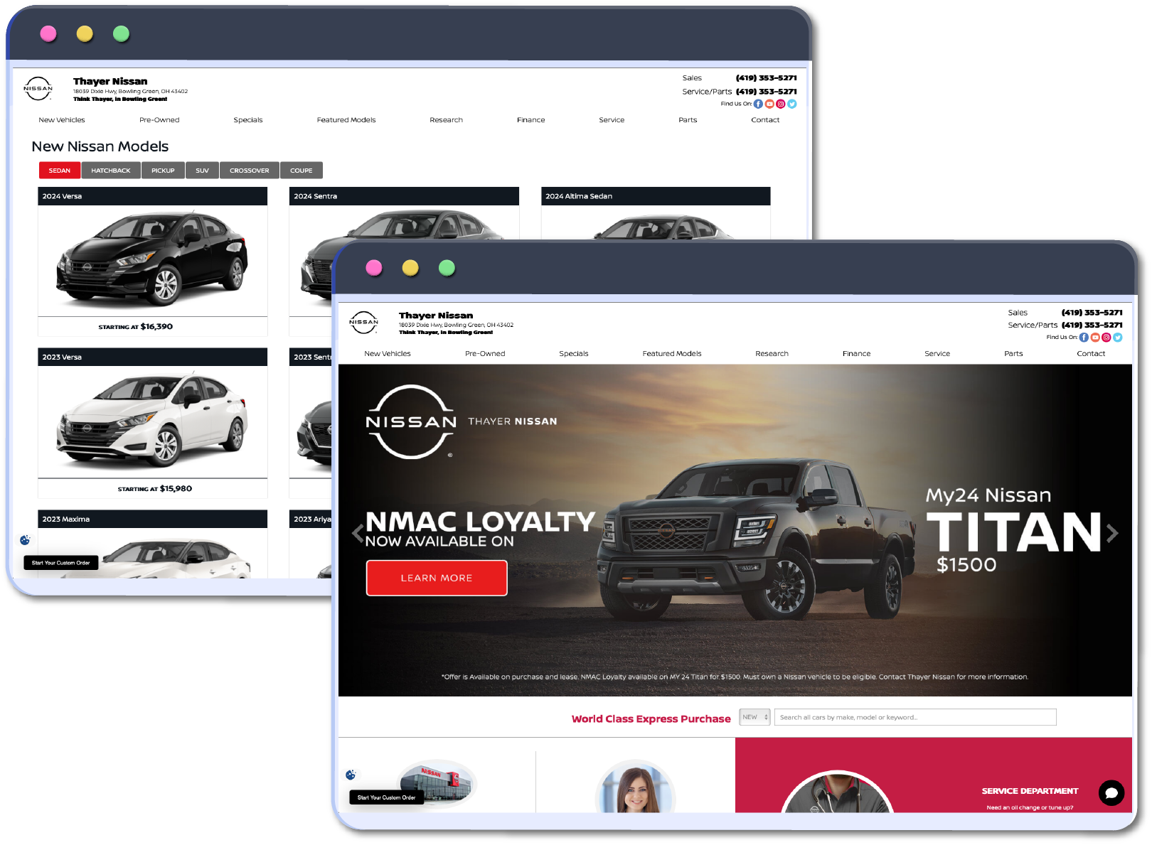 Automotive Website Vendor Sample Thayer Nissan